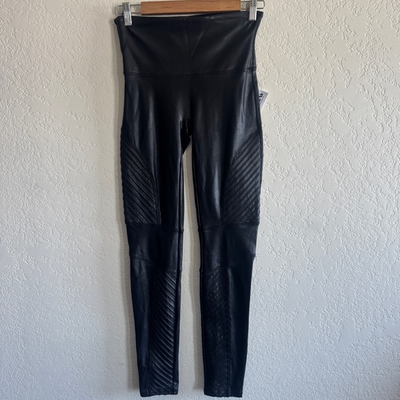 SPANX Black Leggings with Moto Detail - Picture 4 of 7